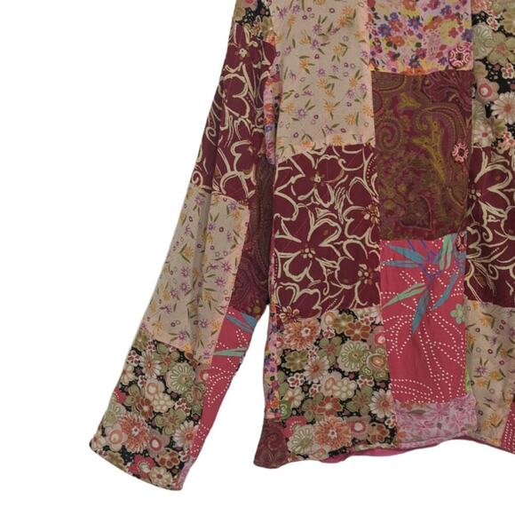 VTG Casual Studio Quilted Floral Patchwork Blazer Coat Artsy Wearable Art Small - Picture 4 of 15